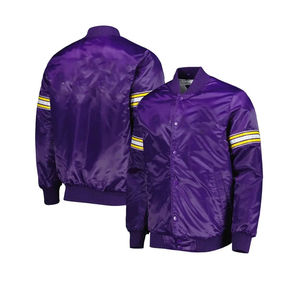 Veste en satin brodée tendance pour homme, style universitaire, couleur unie, décontractée, imperméable, style streetwear, service OEM - Product Image 2