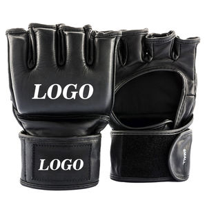 Gants de boxe MMA professionnels en cuir et polyester sur mesure de haute qualité, respirants, anti-humidité, avec fermeture auto-agrippante, pour l'extérieur - Product Image 1