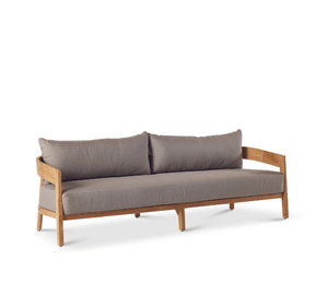 Sofá de Jardín de Madera de Teca Sólida para Exteriores, Sofá de Patio Moderno de 3 Plazas, Estructura de Teca Resistente a la Intemperie con Cojines Gruesos para Exteriores - Product Image 2