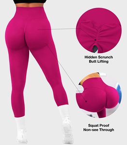 Leggings for Women Scrunch Butt Lifting <b>Tummy</b> <b>Control</b> High Waisted Solid Sports Workout Gym Running Compression Tight Yoga Pant - Product Image 3