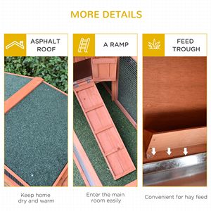 Conejera de madera para exteriores de 62 pulgadas, desmontable, con corral elevado y casa principal natural, hábitat para animales pequeños, casa para mascotas y muebles - Product Image 6