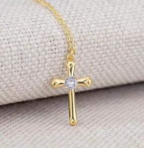 Collier pendentif croix en argent sterling plaqué or 18 carats pour femme, avec moissanite, bijoux religieux, cadeau de fête, certifié GCI & IDGL, luxe - Product Image 3