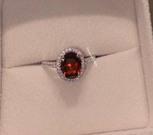 Bague Halo en Argent Sterling 925 avec Grenat Naturel Rouge Taille Ovale, Pierre de Naissance de Janvier, pour Femme, Style Vintage, Bague de Fiançailles - Product Image 3