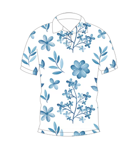 เสื้อโปโลผู้ชายสีขาวพิมพ์ลายดอกไม้สีฟ้าลำลองแขนสั้นแฟชั่นฤดูร้อน - Product Image 1