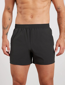 Shorts de sport noirs pour hommes, séchage rapide, taille élastique, longueur mi-cuisse, pour la gym, le fitness et l'entraînement - Product Image 4