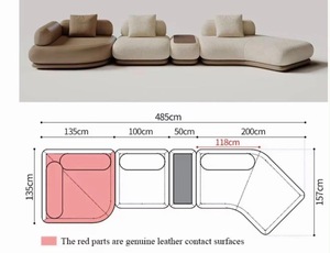 Juego de Sofás Modulares Minimalistas Italianos, Sofá Curvo Tapizado en Tela, Muebles para Sala de Estar y Villa - Product Image 4
