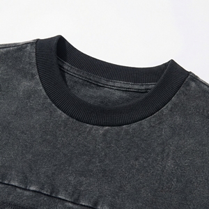 เสื้อยืดโอเวอร์ไซส์สีชาร์โคล ล้างสีแล้ว พิมพ์ลายโทนสีขนาดใหญ่ที่อก ทรงบ็อกซี่  แผงคอแบบพิเศษ |   เสื้อผ้าสตรีทแวร์แบบ OEM / แบรนด์ส่วนตัว - Product Image 4