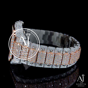 Reloj de Pulsera Mecánico Analógico de Acero Inoxidable con Incrustaciones de Moissanita para Hombre, Esfera Cuadrada, Estilo Lujoso, Hip Hop, para Negocios - Product Image 4