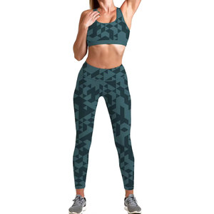 Ensemble de soutien-gorge de sport et leggings à imprimé géométrique, séchage rapide, respirant, vêtements de sport pour femmes - Product Image 1