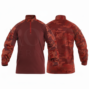 Veste de travail robuste à manches longues et col zippé, camouflage personnalisé, respirante, pour l'extérieur, avec poches et logo personnalisé - Product Image 3