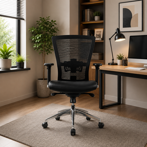 Chaise de bureau moderne KINSHA avec siège en maille, accoudoirs pivotants réglables, ergonomique, mobilier commercial - Product Image 1