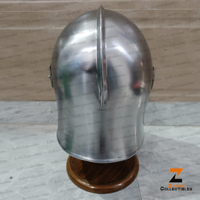 Casco de Barbuta de Acero Medieval con Acabado Pulido, Armadura de Caballero para Recreación Histórica, Feria Renacentista y Batalla