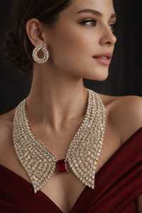 Nouveau Collier Européen Américain à Col Ouvert, Motif Floral, en Cuivre et Zircon, Plaqué Or 18K, pour Robe de Soirée de Luxe - Product Image 3