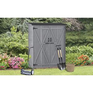 โรงเก็บของกลางแจ้งขนาด 5.3 ฟุต x 4.6 ฟุต หลังคาแอสฟัลตกันน้ำ พร้อมตัวล็อคสองชั้น ขนาดสูง 5.3 ฟุต x กว้าง 4.6 ฟุต สำหรับจัดเก็บอุปกรณ์ทำสวน - Product Image 3