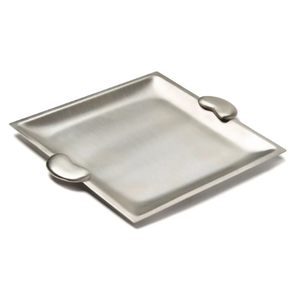 Plateau de service carré moderne en acier inoxydable finition argentée pour la maison, les hôtels et la cuisine – Plateau alimentaire métallique créatif - Product Image 1