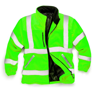 High Visibility Reflective Safety <b>Jacket</b> Green with <b>Silver</b> Stripes Men Workwear Hi Vis Uniform - Product Image 1