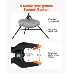 Kit de support de fond photo portable réglable 5 x 6,5 pieds, robuste avec 3 barres transversales - Product Image 4