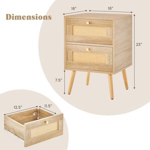 Comodino Moderno a LED con 2 Cassetti, Tavolino da Notte Boho per Villa - Product Image 4
