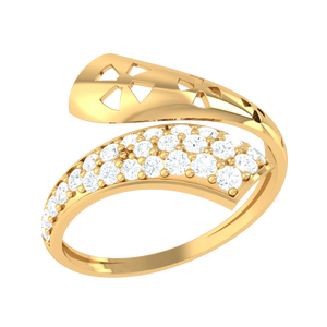 Modern Gold <b>Wrap</b> Ring with Geometric Floral Cut-out Design-Statement Ring for <b>Wedding</b> & Engagement - Product Image 2