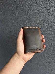 Porte-cartes en cuir véritable fait main avec logo et couleurs personnalisés, étui de poche fin et portable pour cartes de crédit RFID, mini portefeuille de luxe LCH-0220 - Product Image 5