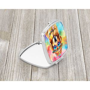 Golden Retriever Hippie Dawg <b>Compact</b> Folding Handheld Makeup <b>Mirror</b> Decorative Travel <b>Mirror</b> for Women Girls Pocket Size Gift - Product Image 2