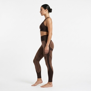 Women Brown <b>Racerback</b> Sports <b>Bra</b> High Waist Full Length Leggings Yoga Set Seamless Four-Way Stretch Activewear - Product Image 4