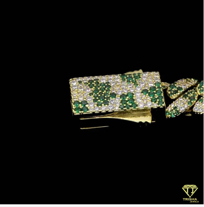 High Shine <b>Cuban</b> <b>Link</b> <b>Chain</b> Necklace Green White Stones Moissanite Diamond Iced Out Jewelry for Stylish Looks - Product Image 2