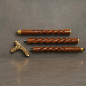 Bastón de madera con mango en T ornamentado, bastón decorativo de madera con eje retorcido para uso de hombres y mujeres - Product Image 2