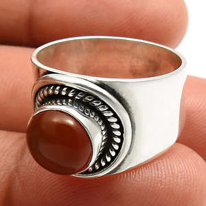Bague bohème en argent sterling 925 massif, artisanale, avec pierre de cornaline taille ronde, pour mariage et fiançailles, au prix le plus bas - Product Image 4