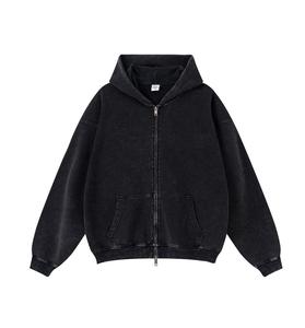 Men's <b>Zip</b>-Up <b>Hoodie</b> Black Casual Streetwear <b>Pocket</b> Regular Fit Fleece 100% Cotton Eco-Friendly Winter Wear Long 260g - Product Image 1