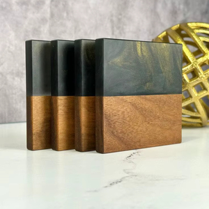 Artisan <b>Walnut</b> Epoxy Coaster Set for Dining <b>Table</b> Decorative <b>Walnut</b> Wood Epoxy Coasters for Living Room - Product Image 1