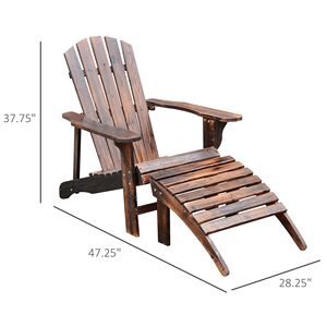 Sedia Adirondack con Poggiapiedi, Comoda Sedia Pieghevole in Resina Effetto Legno per Giardino e Terrazza - Product Image 3