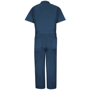 Combinaison de travail à manches courtes pour homme, en coton bleu marine respirant, uniforme - Product Image 3