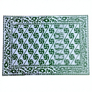 Breathable Custom Block Printing Fabric <b>Table</b> Placemats & Napkins Set Christmas Party Dinning <b>Table</b> Linen Handkerchief <b>Mats</b> Set - Product Image 1