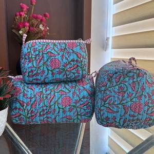Custom Size Logo Colors Boho Design Cotton Quilted <b>Zip</b> Cosmetic Makeup Make up Toiletry Skincare Storage Pouch <b>Bag</b> with Tassel - Product Image 3