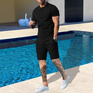 Ensemble de 2 pièces avec logo personnalisé, tenues décontractées pour hommes, t-shirt à manches courtes et short, ensemble de 2 pièces, <span class=keywords><strong>vêtements</strong></span> d'été - Product Image 3