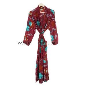 Robe Kimono Indienne Faite Main Élégante Col V en Soie Japonaise Patchwork pour Femme, Style Bohème Floral Longue d'Été, Demoiselle d'honneur, Respirante et Douce - Product Image 1