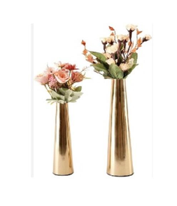 High Quality Indian Metal Flower <b>Vase</b> <b>Set</b> Tall and Gold Plated Simple Luxury Style for Weddings Parties Low Price Top Seller - Product Image 1