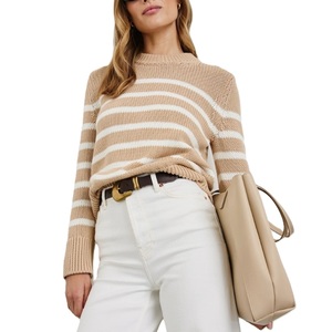 Vêtements pour femmes, vêtements d'hiver épais, haut à rayures, pull à manches longues en tricot, fabriqué au Bangladesh - Product Image 6