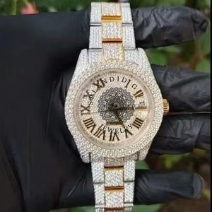 Reloj de Cuarzo Octogonal con Incrustaciones de Diamantes para Hombre, con Correa de Moissanita Plateada, Números Romanos, Cristal de Zafiro, un Splendid Regalo de Joyería - Product Image 1