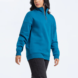 Sweat-shirts pour femmes à demi-zip de haute qualité et tendance, taille adulte / Prix de gros, sweat-shirt à demi-zip en coton pour femmes avec logo personnalisé - Product Image 3