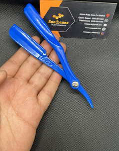 Saaqaans Enterprises New Premium Blue Non-Folding Barber Straight Cut Throat <b>Razor</b> Single Edge <b>Blades</b> Stainless Steel <b>Blade</b> - Product Image 1