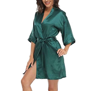 Plain <b>Satin</b> Polyester <b>Robes</b> <b>Women</b> Wholesale Bathrobe Party Beach Wedding Sleepwear Custom Logo OEM - Product Image 2
