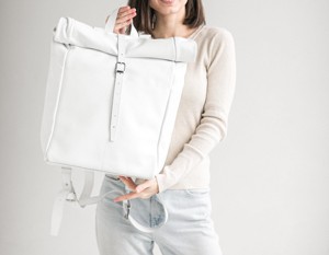 City Explorer <b>Leather</b> Roll Top <b>Backpack</b> Durable Rucksack For Urban Discovery Real <b>Leather</b> Laptop Bag LRTB-0178C - Product Image 1