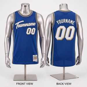 Custom Blue Gold Basketball Jersey Men's Sleeveless Sublimated Mesh Team Apparel Breathable Regular Fit - Product Image 1