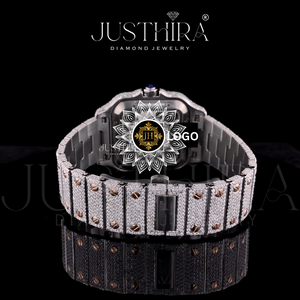 Premium Mens Iced Out Skeleton <b>Watch</b> Custom Moissanite <b>Diamond</b> Silver Rose Mechanical Movement Round Brilliant Cut VVS1 Fashion - Product Image 5