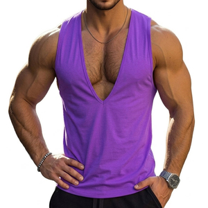 Débardeur Homme Col V Profond Prix de Gros Personnalisable Logo Sans Manches Coupe Slim Streetwear Tendance Décontracté Style de Vie Pour Hommes - Product Image 1