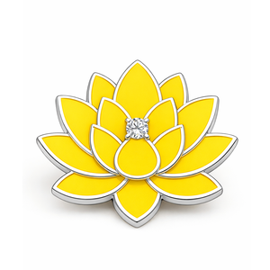 Pin de Flor de Loto Blanco Personalizado, Recuerdo Religioso Budista Hindú Tradicional - Product Image 2