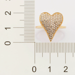 Heart Shape Diamond Cocktail <b>Ring</b> Solid 10K Real Gold Plated <b>For</b> Women's Fashion Romantic Engagement Jewelry - Product Image 3