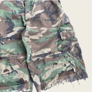 Men's Camouflage Cargo Shorts Mid Waist Button Fly Breathable Canvas Bermuda Shorts With Pockets Casual Style - Product Image 2